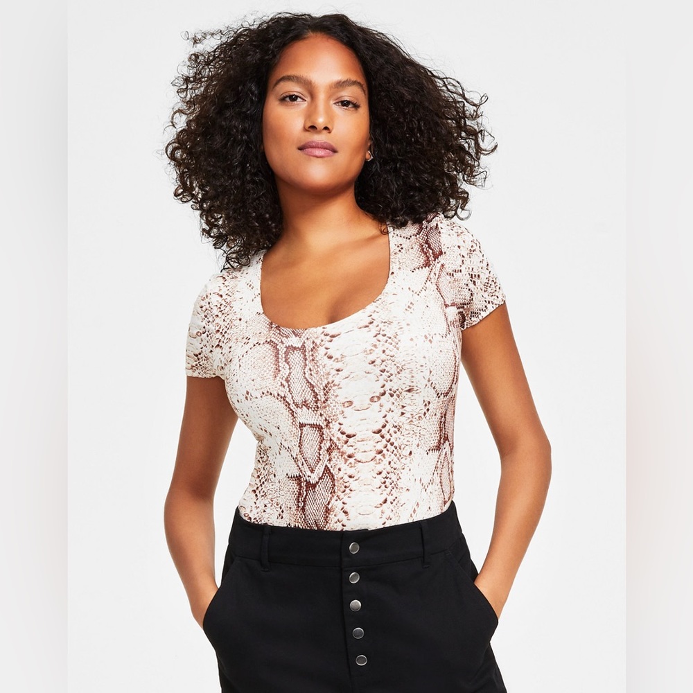 Women's Snake-Embossed Scoop-Neck Bodysuit